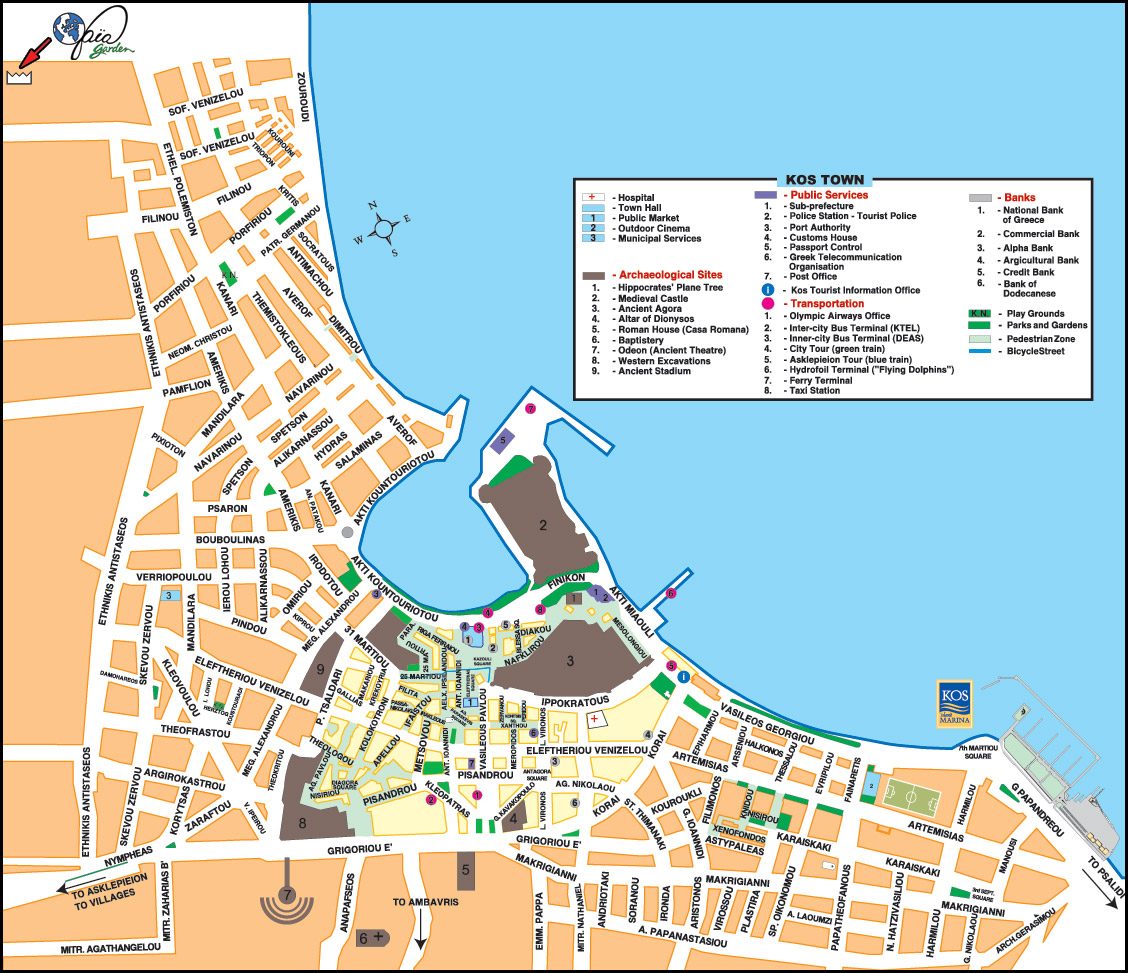 Tourist Map Of Kos Maps Of Kos Island